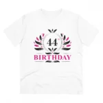 Men's PC Cotton 44th Birthday Printed T Shirt (Color: White, Thread Count: 180GSM)