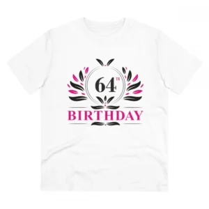Men's PC Cotton 64th Birthday Printed T Shirt (Color: White, Thread Count: 180GSM)