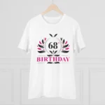 Men's PC Cotton 68th Birthday Printed T Shirt (Color: White, Thread Count: 180GSM)