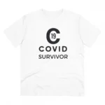 Men's PC Cotton Covid 19 Survivor Printed T Shirt (Color: White, Thread Count: 180GSM)
