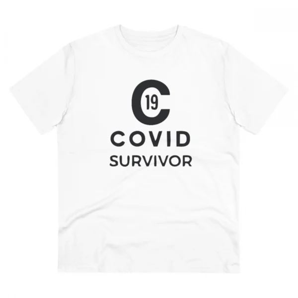 Men's PC Cotton Covid 19 Survivor Printed T Shirt (Color: White, Thread Count: 180GSM)