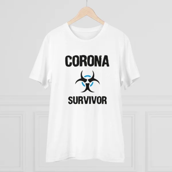 Men's PC Cotton Corona Survivor Printed T Shirt (Color: White, Thread Count: 180GSM)