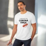 Men's PC Cotton I Survived Corona Virus Printed T Shirt (Color: White, Thread Count: 180GSM)