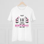 Men's PC Cotton 18th Birthday Printed T Shirt (Color: White, Thread Count: 180GSM)
