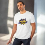 Men's PC Cotton Telugu Desing Printed T Shirt (Color: White, Thread Count: 180GSM)