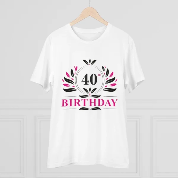 Men's PC Cotton 40th Birthday Printed T Shirt (Color: White, Thread Count: 180GSM)