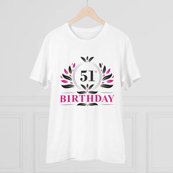Men's PC Cotton 51st Birthday Printed T Shirt (Color: White, Thread Count: 180GSM)