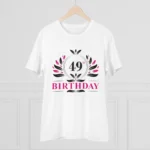 Men's PC Cotton 49th Birthday Printed T Shirt (Color: White, Thread Count: 180GSM)