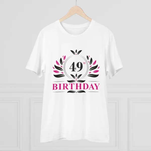 Men's PC Cotton 49th Birthday Printed T Shirt (Color: White, Thread Count: 180GSM)