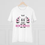 Men's PC Cotton 44th Birthday Printed T Shirt (Color: White, Thread Count: 180GSM)