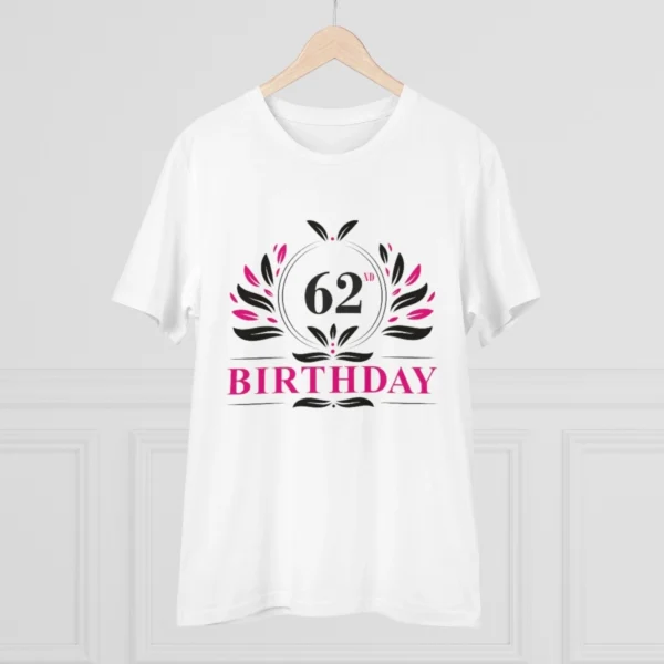 Men's PC Cotton 62nd Birthday Printed T Shirt (Color: White, Thread Count: 180GSM)