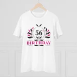 Men's PC Cotton 56th Birthday Printed T Shirt (Color: White, Thread Count: 180GSM)