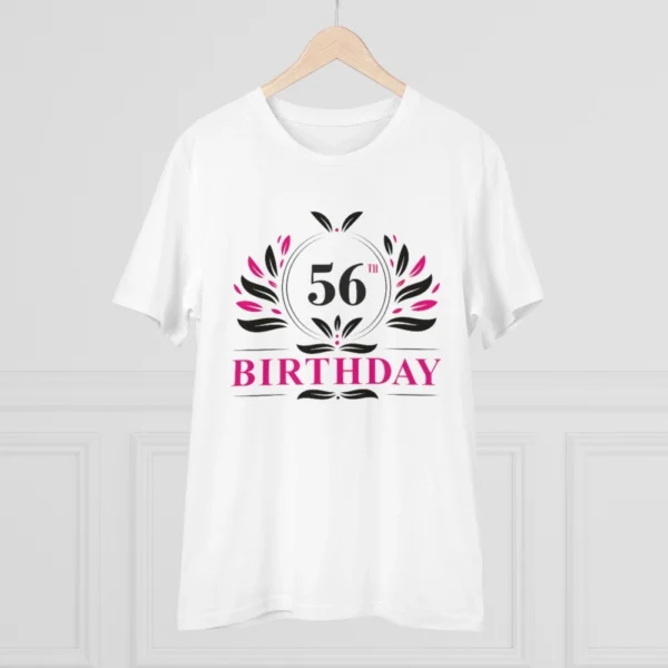 Men's PC Cotton 56th Birthday Printed T Shirt (Color: White, Thread Count: 180GSM)
