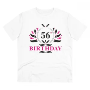 Men's PC Cotton 56th Birthday Printed T Shirt (Color: White, Thread Count: 180GSM)