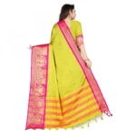Women's Cotton Silk Saree With Blouse (Pink, 5-6Mtrs)