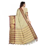 Women's Cotton Silk Saree With Blouse (Chiku, 5-6Mtrs)