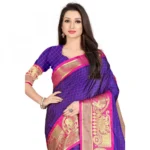 Women's Cotton Silk Saree With Blouse (Blue, 5-6Mtrs)