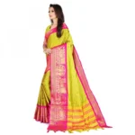 Women's Cotton Silk Saree With Blouse (Pink, 5-6Mtrs)