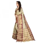 Women's Cotton Silk Saree With Blouse (Chiku, 5-6Mtrs)