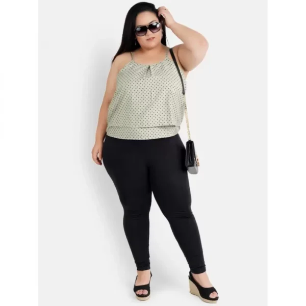 Women's Casual Sleeveless Polka Print Green Top (Color:Grey, Material:Crepe)