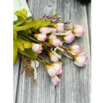 Generic Artificial Rose Buds Flowers Bunch Bouquet Of 12 Roses For Home Decoration (Emma Pink, Material:Silk, Polyester)
