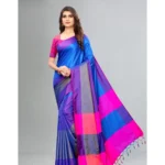 Women's Cotton Silk Saree With Blouse (Purple, 5-6mtrs)