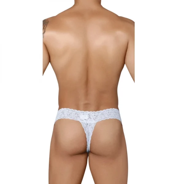 Men's Lycra Blend Lace Lace Underwear G String Style Underwear (White)