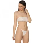 Women's Lycra Blend Lace White Lingerie Set Tube Bra And Panty Set (White)