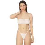 Women's Lycra Blend Lace White Lingerie Set Tube Bra And Panty Set (White)