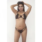 Women's Micro Fibre Women’S Tempting Black Lingerie Set (Black)