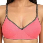 Women's Cotton Blend Lightly Padded Bra With Three Fourth Coverage (Pink)