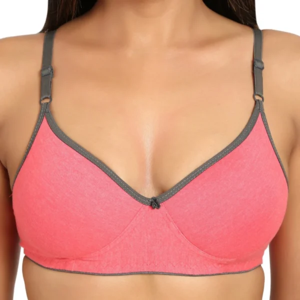 Women's Cotton Blend Lightly Padded Bra With Three Fourth Coverage (Pink)