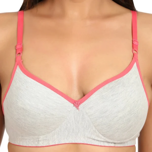 Women's Cotton Blend Lightly Padded Bra With Three Fourth Coverage (Light Grey)