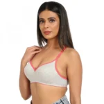 Women's Cotton Blend Lightly Padded Bra With Three Fourth Coverage (Light Grey)