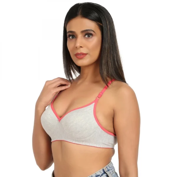 Women's Cotton Blend Lightly Padded Bra With Three Fourth Coverage (Light Grey)