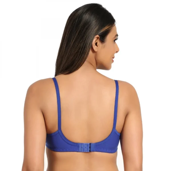 Women's Cotton Blend T Shirt Lightly Padded Bra (Blue)