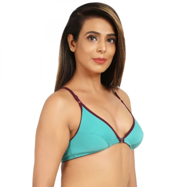 Women's Cotton Blend Front Open Plunge Neck (Sea Green)