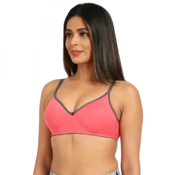 Women's Cotton Blend Lightly Padded Bra With Three Fourth Coverage (Pink)