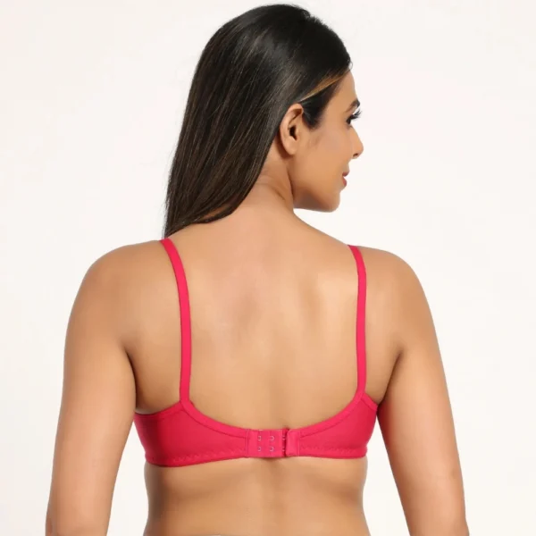 Women's Cotton Blend Everyday T Shirt Lightly Padded Three Fourth Coverage Bra (Pink)