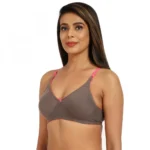Women's Cotton Blend Non Padded T Shirt Bra (Brown)
