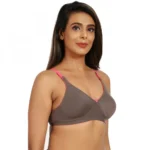 Women's Cotton Blend Non Padded T Shirt Bra (Brown)