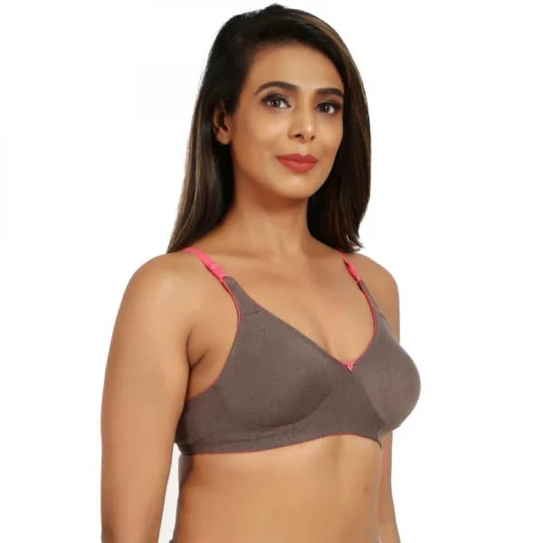 Women's Cotton Blend Non Padded T Shirt Bra (Brown)
