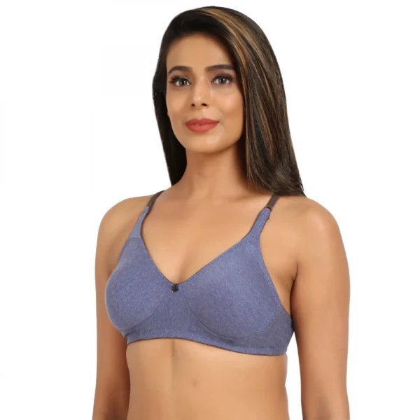 Women's Cotton Blend Non Padded T Shirt Bra (Blue)