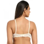 Women's Cotton Blend Lightly Padded T Shirt Bra With Lace (Grey)