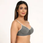 Women's Cotton Blend T Shirt Lightly Padded Three Fourth Coverage Bra (Grey)