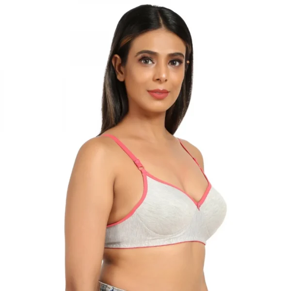 Women's Cotton Blend Lightly Padded Bra With Three Fourth Coverage (Light Grey)