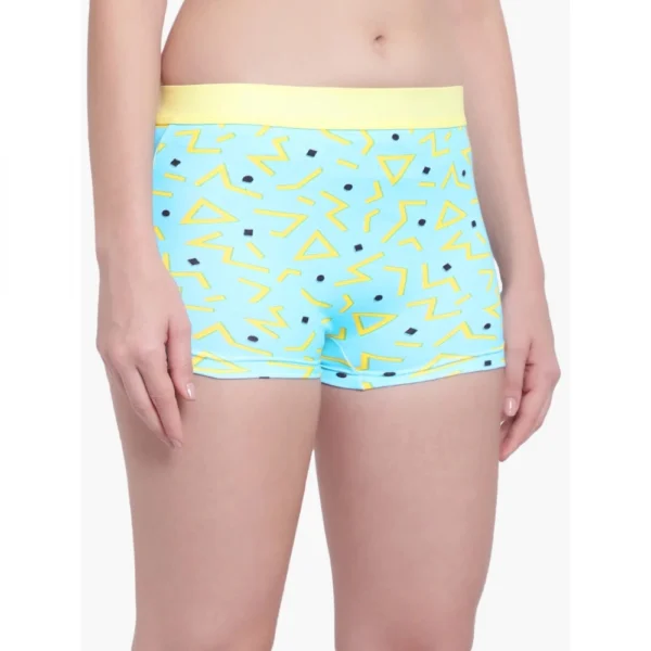 Women's Cotton Printeded Boyshorts Panty (Light Blue)