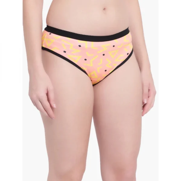 Women's Cotton Printed Bikini Panty (Light Orange)