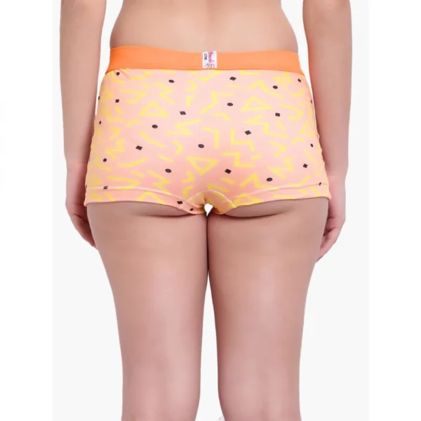 Women's Cotton Printeded Boyshorts Panty (Light Orange)