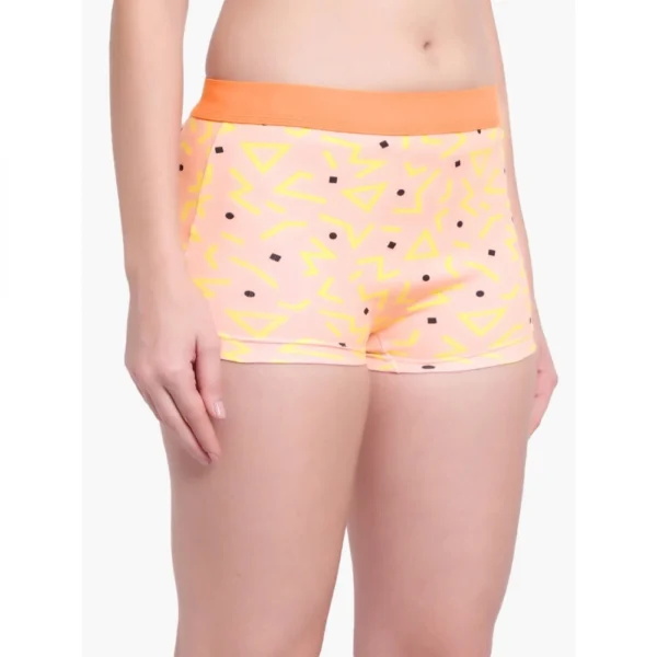 Women's Cotton Printeded Boyshorts Panty (Light Orange)
